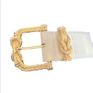 Ginnie Johansen  leather vintage belt with Usmeco Paris gold buckle sz medium Ginnie Johansen Belt - Etsy main image 3